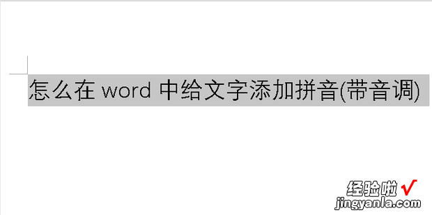 带音调 怎么在word中给文字添加拼音