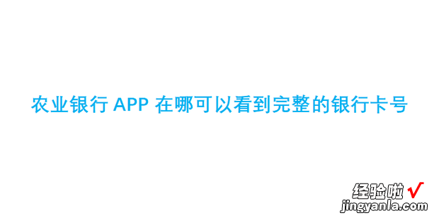 农业银行APP在哪可以看到完整的银行卡号，农业银行app可以看到卡号吗