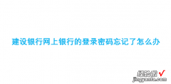 建设银行网上银行的登录密码忘记了怎么办，建设银行个人网上银行密码忘记了怎么办