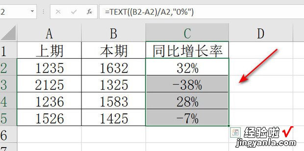 Excel计算同比增长率，excel计算同比增长率的函数