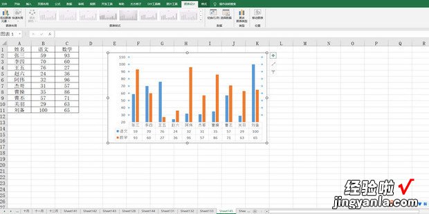 excel2016怎么样让柱状图表下方显示数据表