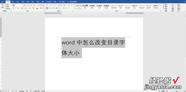 word中怎么改变目录字体大小