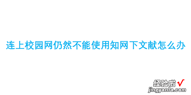 连上校园网仍然不能使用知网下文献怎么办