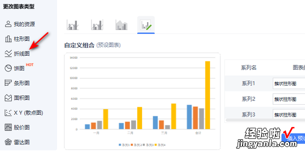 如何在Excel插入的柱形图中添加折线图