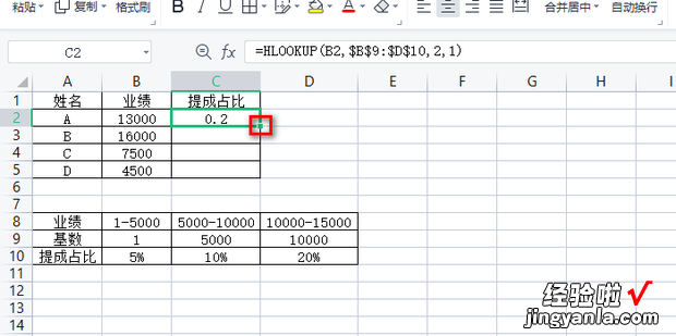 如何使用HLOOKUP根据区间计算销售提成占比