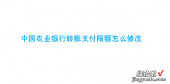 中国农业银行转账支付限额怎么修改，中国农业银行app转账限额怎么修改