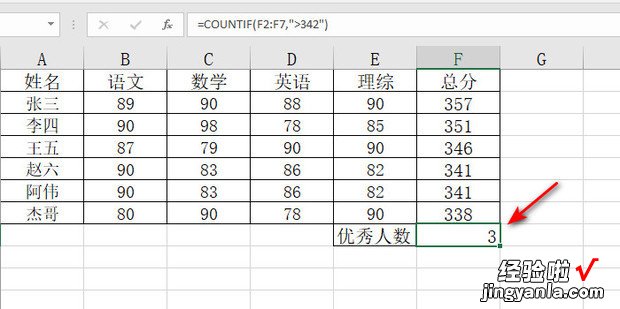 excel怎么计算优秀人数，excel怎么计算优秀人数总数