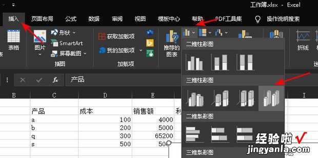 怎样用Excel制作产品成本销售额和利润分析图表