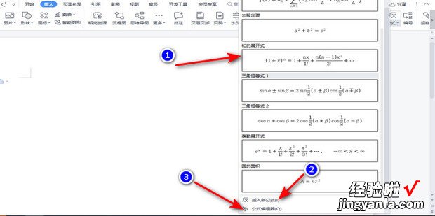 WPS如何插入公式，wps如何给公式编号