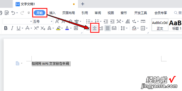 如何将WPS文字放在中间，wps如何将文字对齐