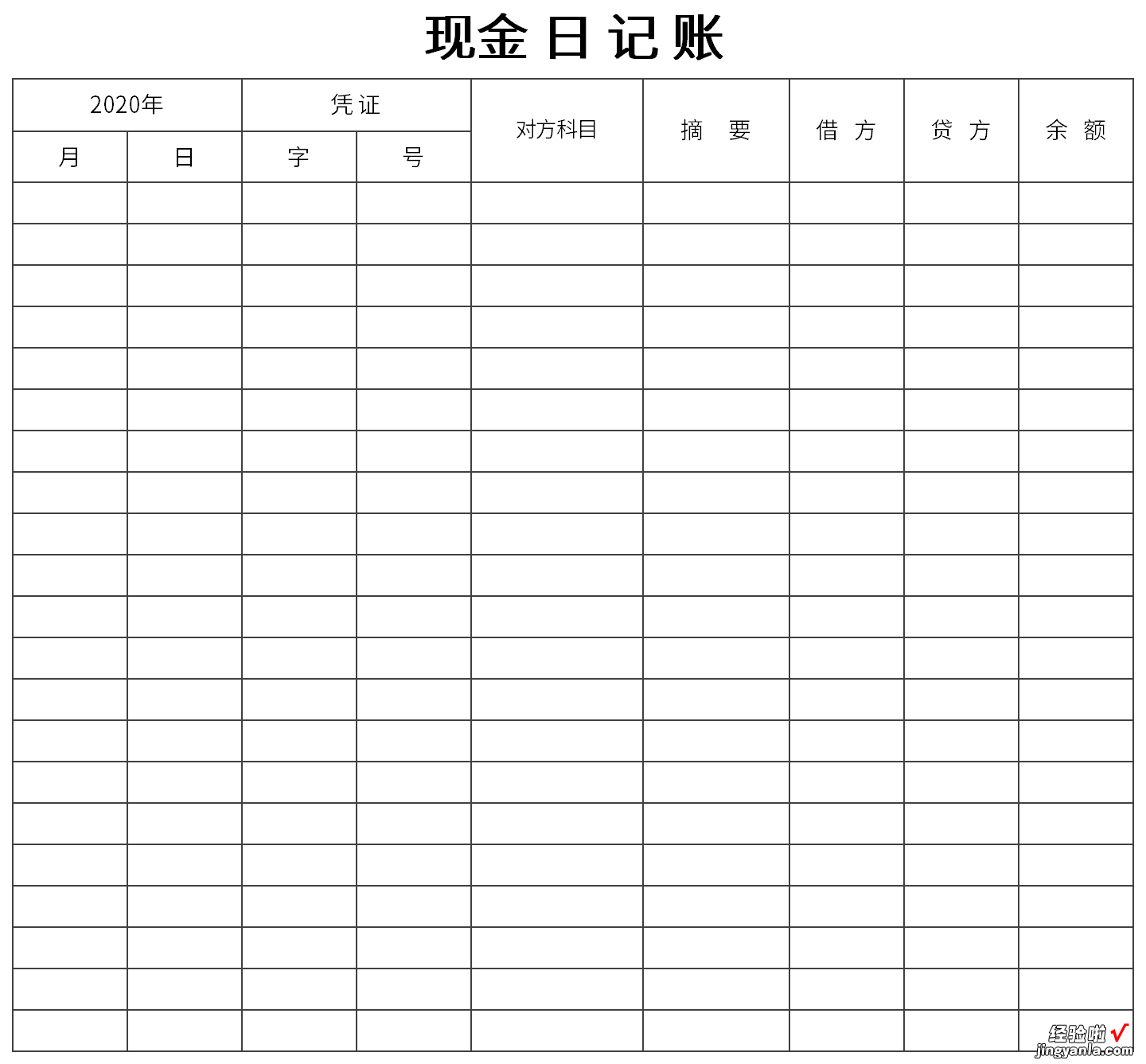 现金日记账Word文档下载