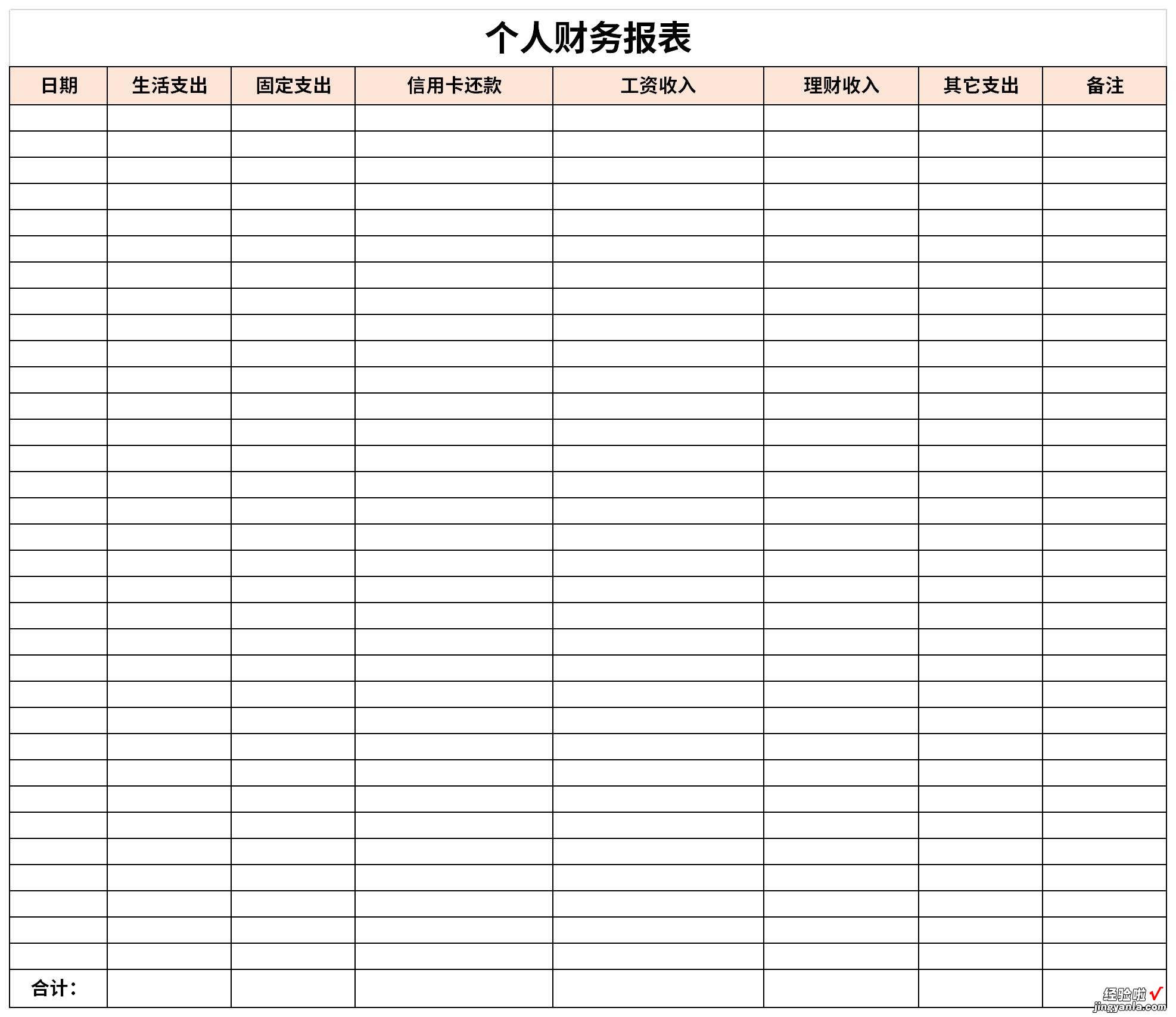 个人财务报表Word文档下载