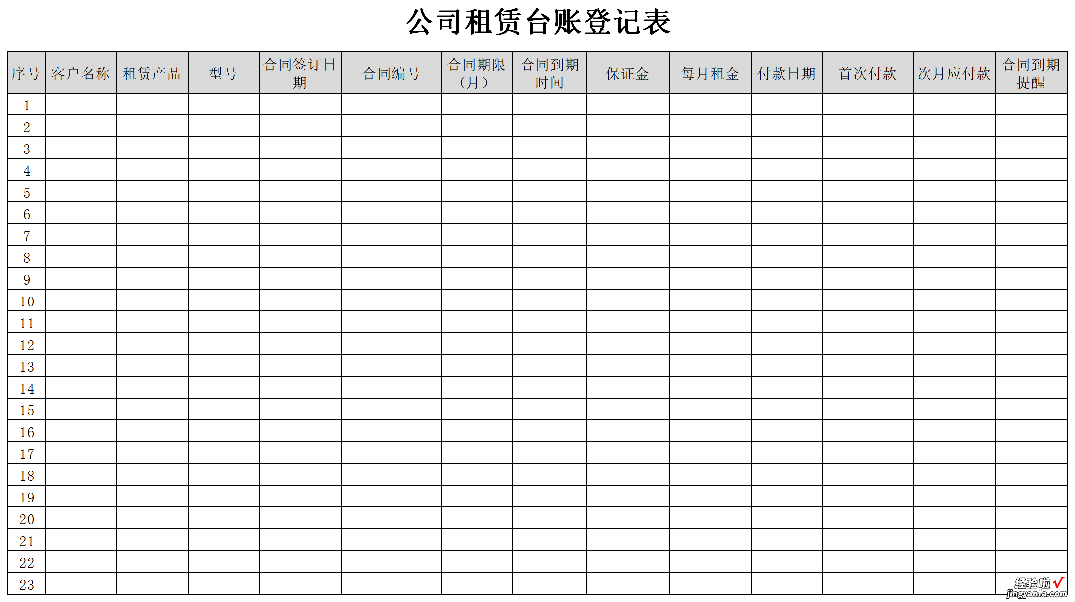 公司租赁台账Word文档下载