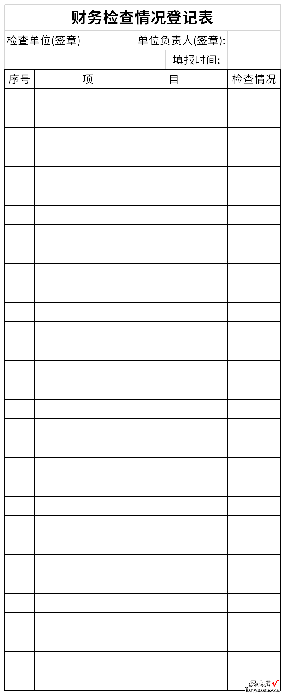 财务检查情况登记表Word文档下载