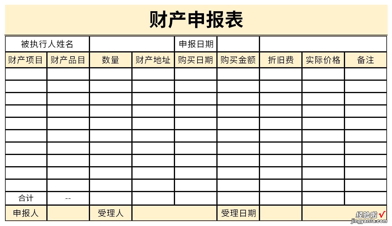 财产申报表Word文档下载