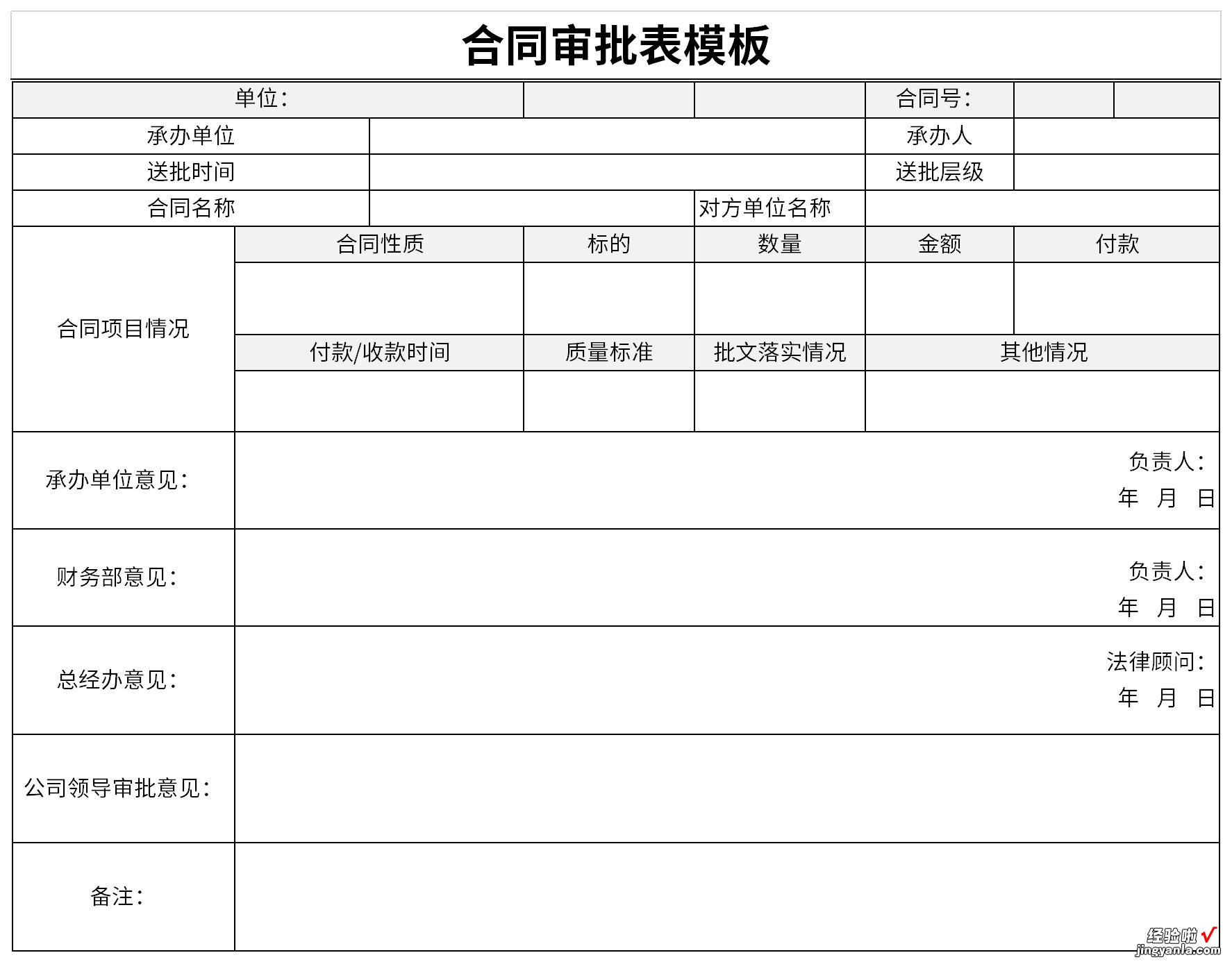 合同审批表模板Word文档下载