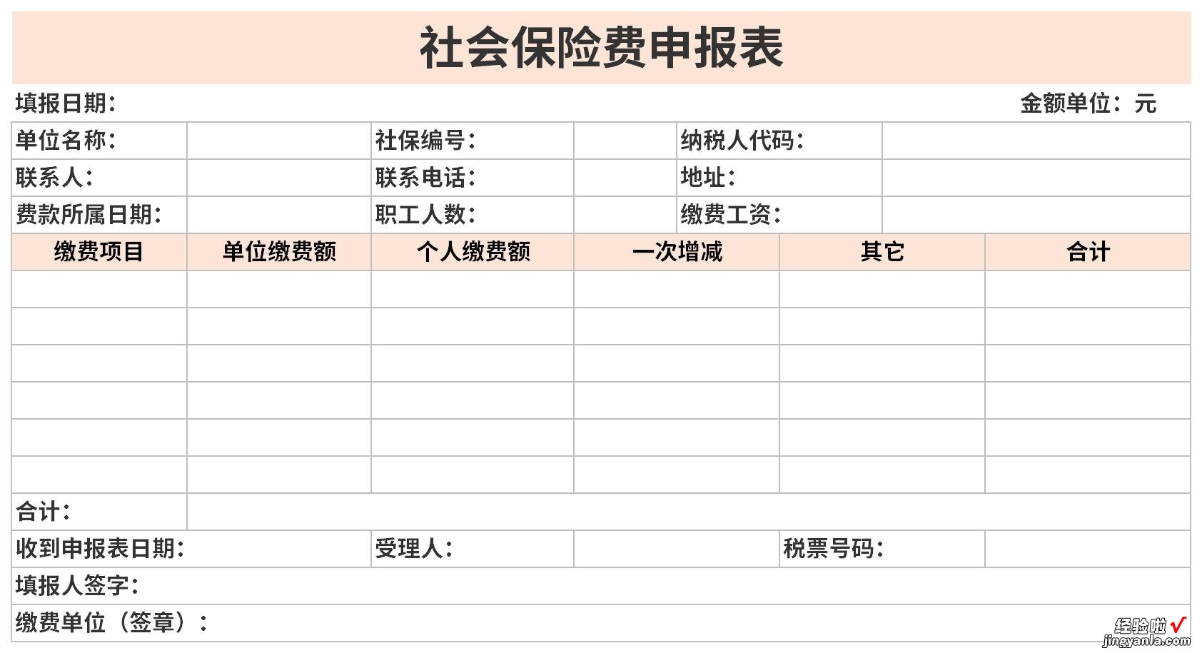 社会保险费缴费申报表Word文档下载