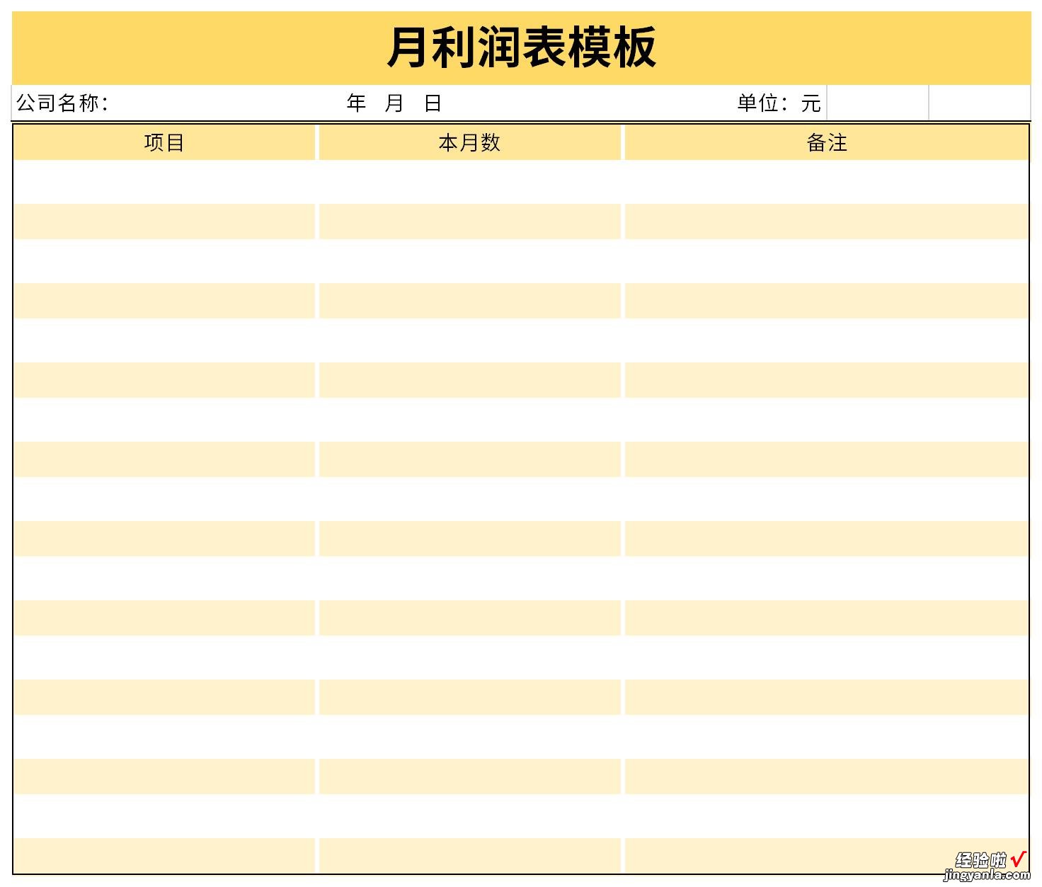 月利润表模板Word文档下载