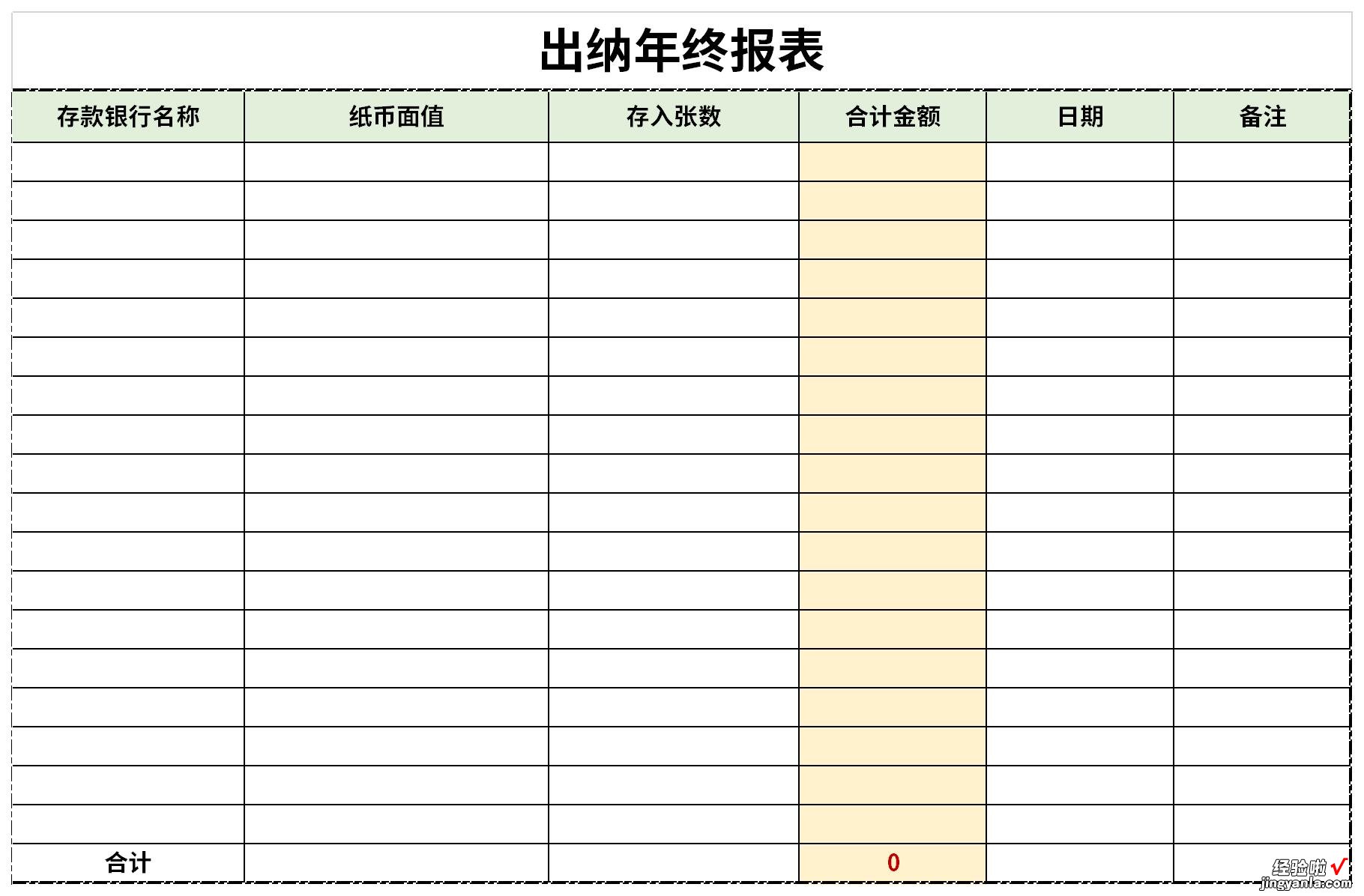 出纳年终报表模板Word文档下载