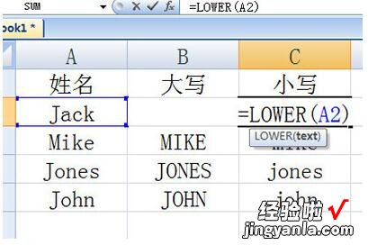 分享Excel英文大小写转换操作内容