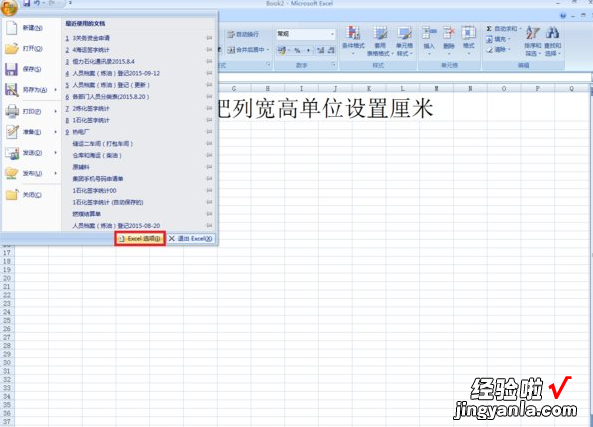 教你excel2007将列宽单位改为厘米的操作过程