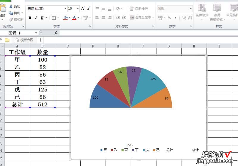 我来分享excel做出半圆形饼图的操作流程