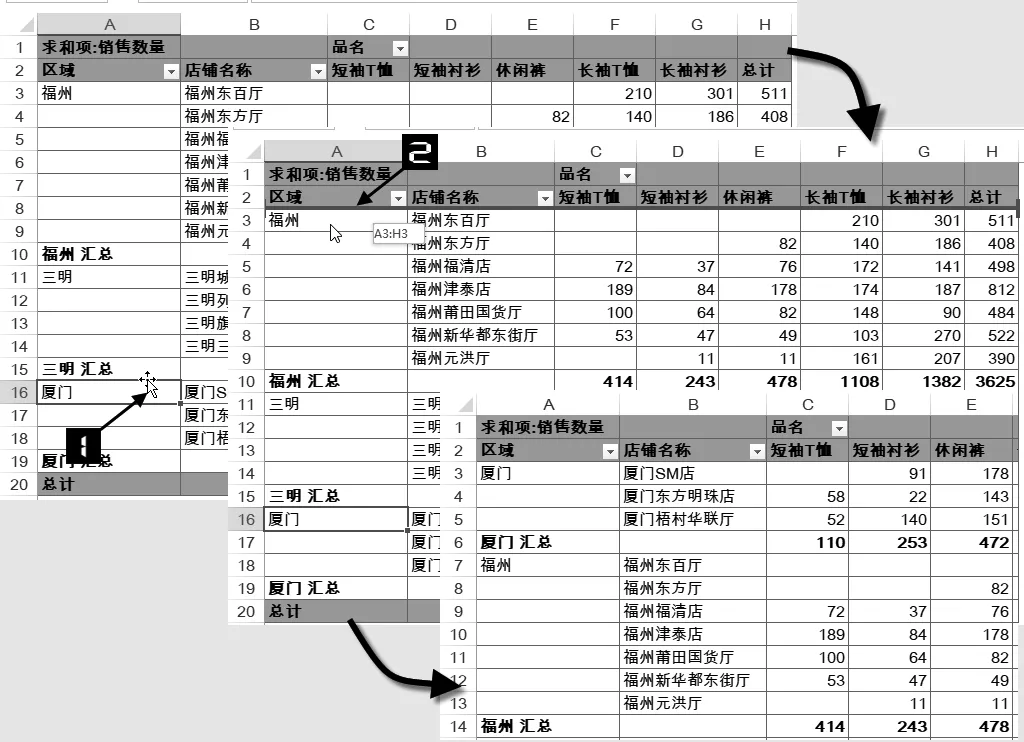 数据透视表中的排序