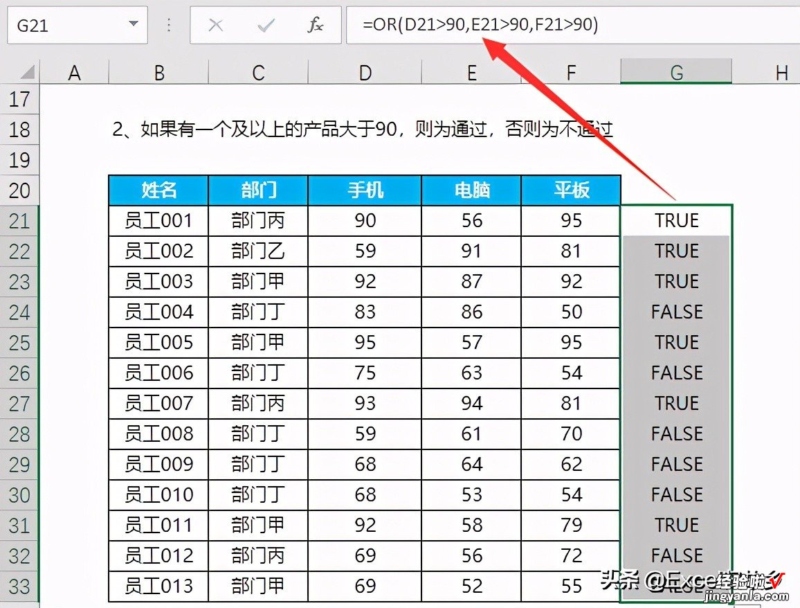 附带案例 Excel函数：OR函数基础用法及运算逻辑详解