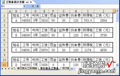 有关WPS表格如何做工资表 wps工资表怎么让每个员工都有表头显示