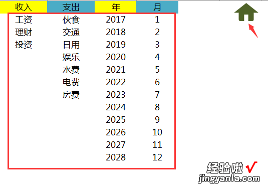 收入支出轻松管理，Excel下拉菜单轻松记录，图表自动分析超简单