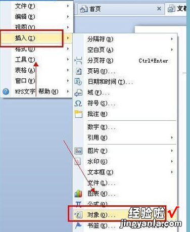 如何实现WPS中正确插入对象 如何在WPS文字里面插入对象文件