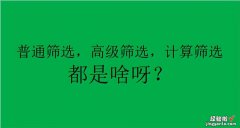 excel的数据筛选功能介绍——普通筛选，高级筛选，计算筛选