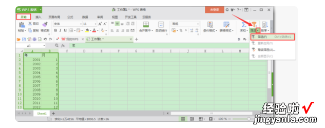 excel表格如何横着筛选 WPS表格如何添加及使用筛选功能按钮