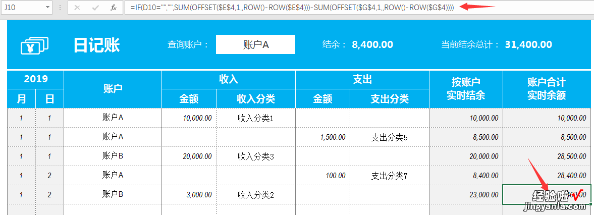 一张表格解决日记账难题，全函数自动统计，拿来就用超轻松