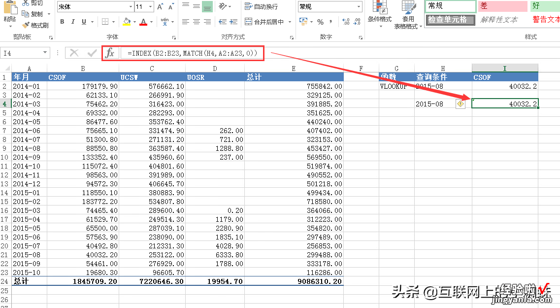 EXCEL中INDEX+MATCH函数的组合，与VLOOKUP的比较