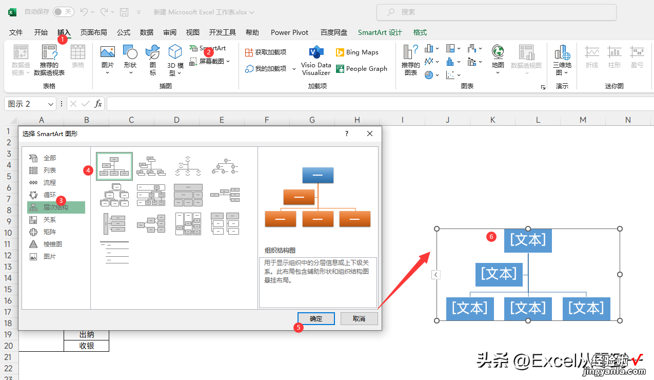 老板让我制作组织架构图，我不会，同事说用Excel4步轻松搞定