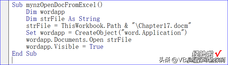 VBA代码手册：从 Excel 打开Word文档