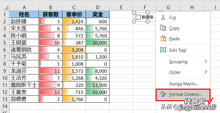 Excel – 制作一个开关，根据需要显示或隐藏数据条