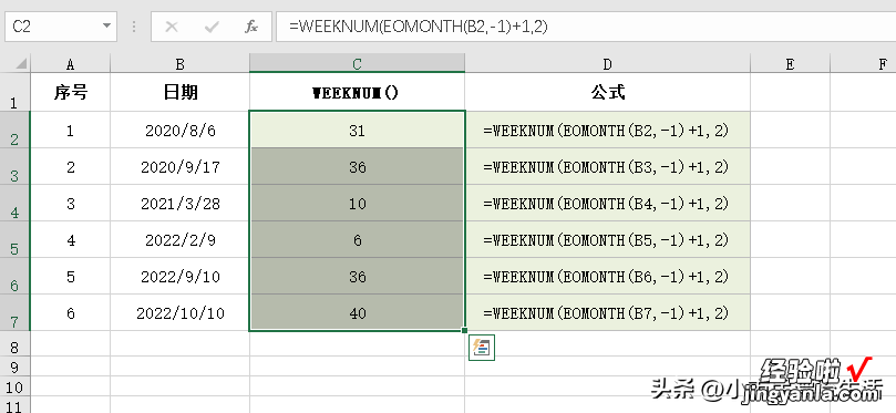 计算周数WEEKNUM函数应用技巧