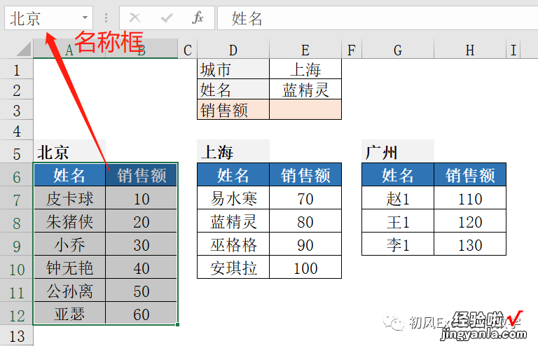 使用VLOOKUP函数在多个查找区域查找