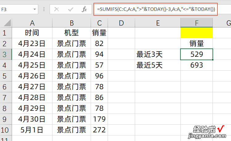 碰到时间条件，Sumifs函数公式，3种用法