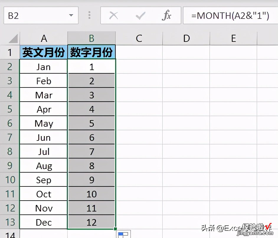 英文和数字表示的月份，如何在 Excel 中相互转换？