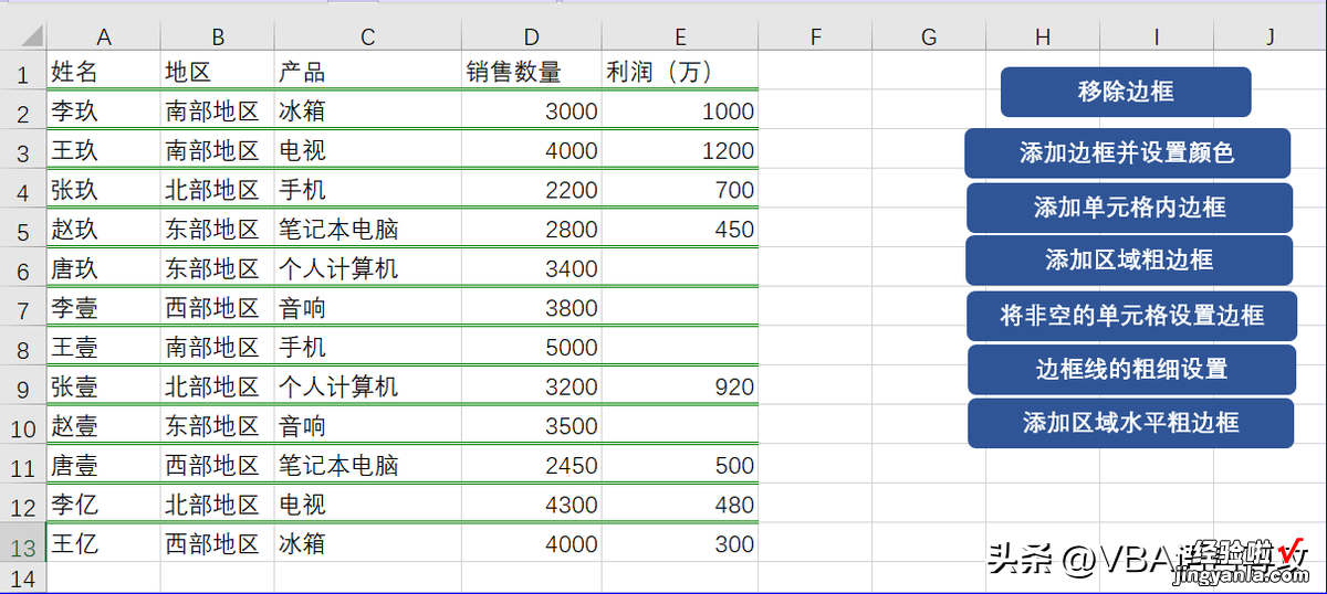 MF29：VBA_Excel单元格边框的设置