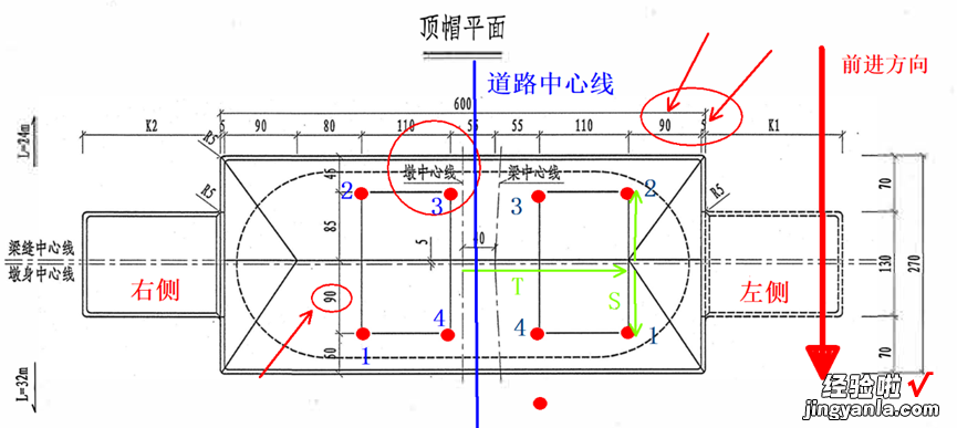 桥梁平分中矢布置-支座垫石坐标计算