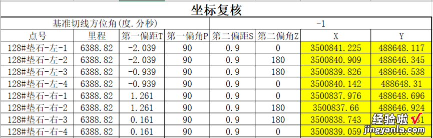 桥梁平分中矢布置-支座垫石坐标计算