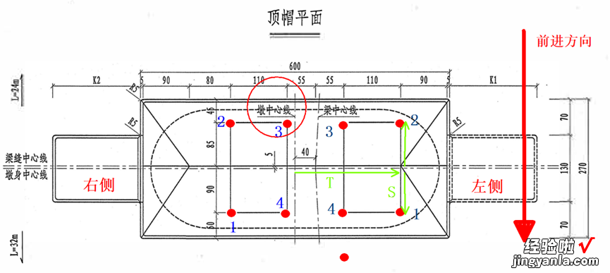 桥梁平分中矢布置-支座垫石坐标计算