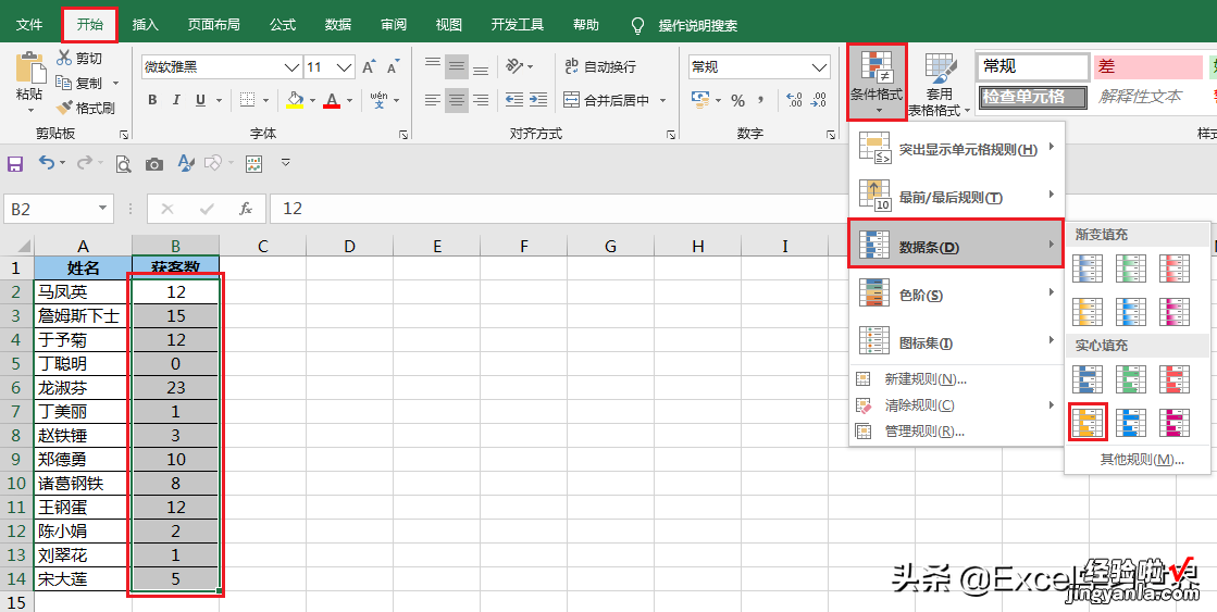 不仅显示数据条，还要同时标识出最大、最小值的 Excel 表