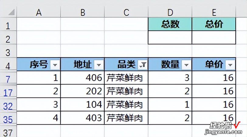 Excel 表格筛选后，编号、总数、总价计算能否动态只统计可见行？