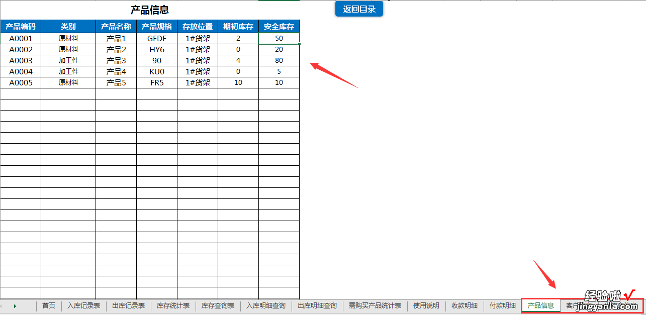 Excel进销存套表，含应收应付，自动紧急物资购入