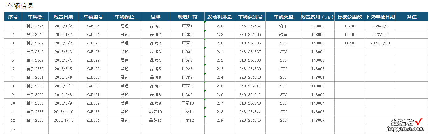 EXCEL车辆管理系统：全面记录、高效管理